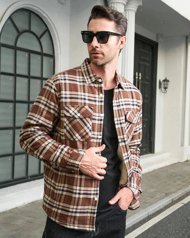 Aurazio Giacca in flanella con fodera sherpa da uomo