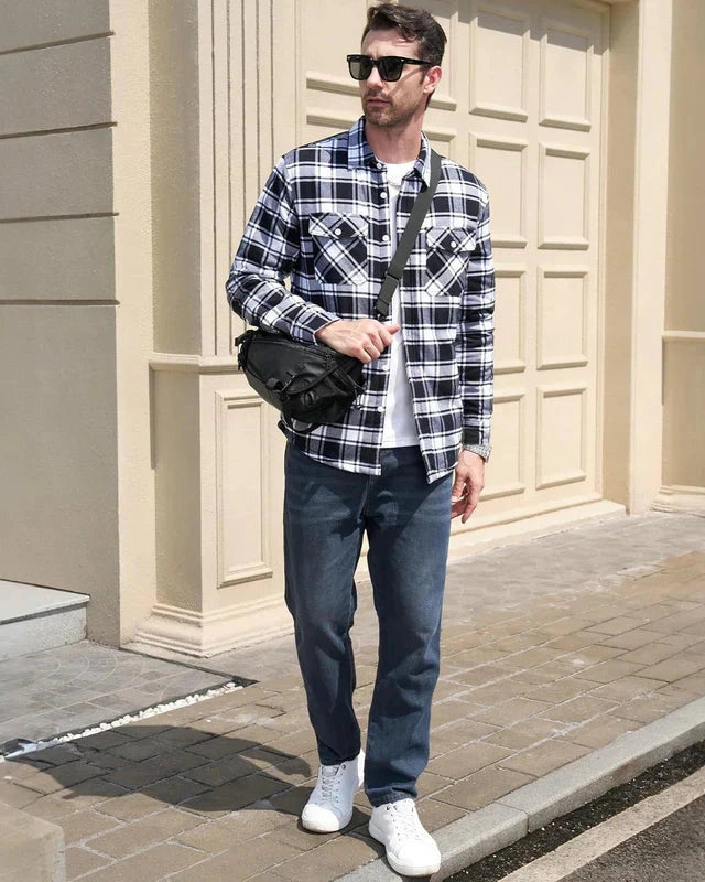 Aurazio Giacca in flanella con fodera sherpa da uomo