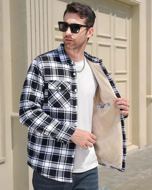 Aurazio Giacca in flanella con fodera sherpa da uomo