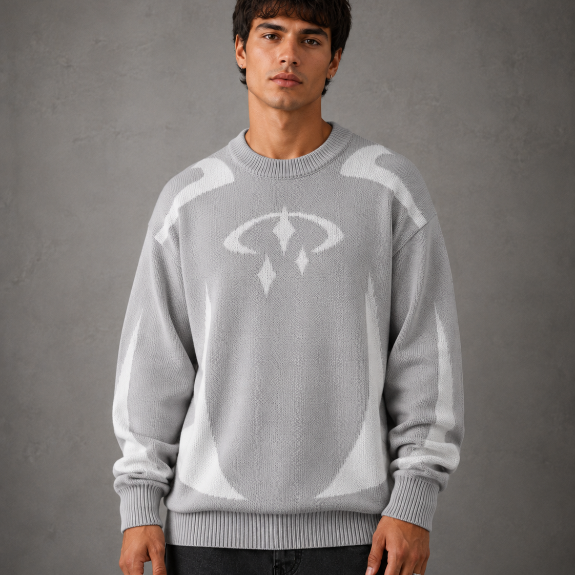 Maglione Uomo Girocollo Grafica in Maglia Streetwear