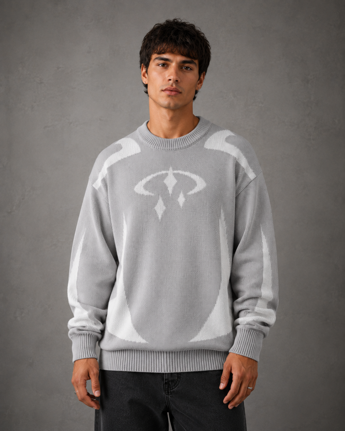 Maglione Uomo Girocollo Grafica in Maglia Streetwear