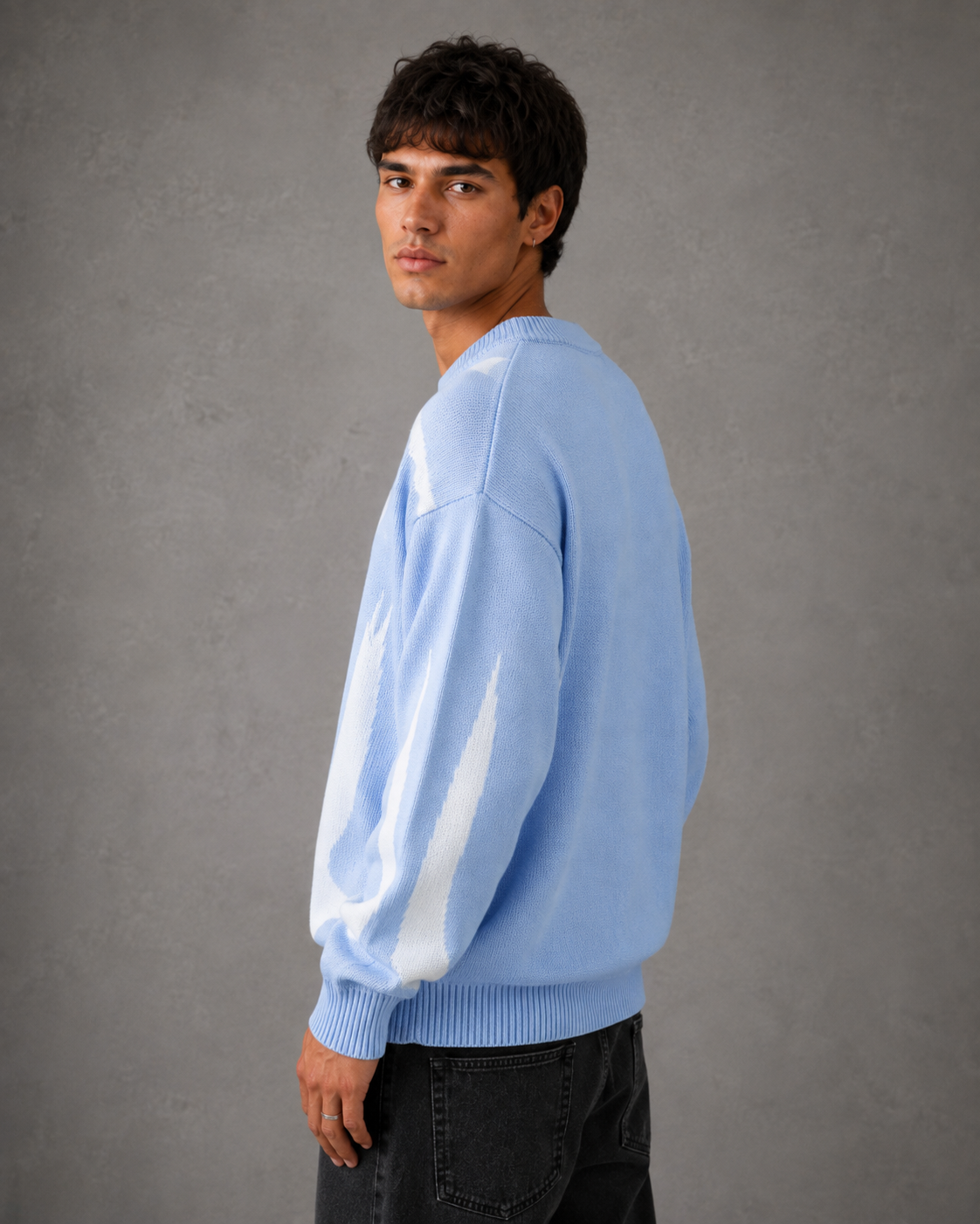 Maglione Uomo Girocollo Grafica in Maglia Streetwear