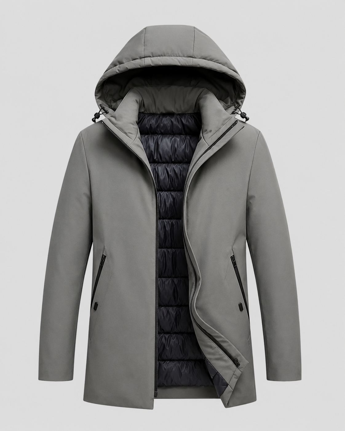 Parka Uomo con Cappuccio Fodera Trapuntata Media Lunghezza