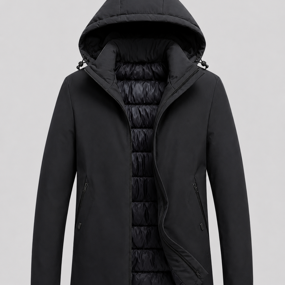 Parka Uomo con Cappuccio Fodera Trapuntata Media Lunghezza