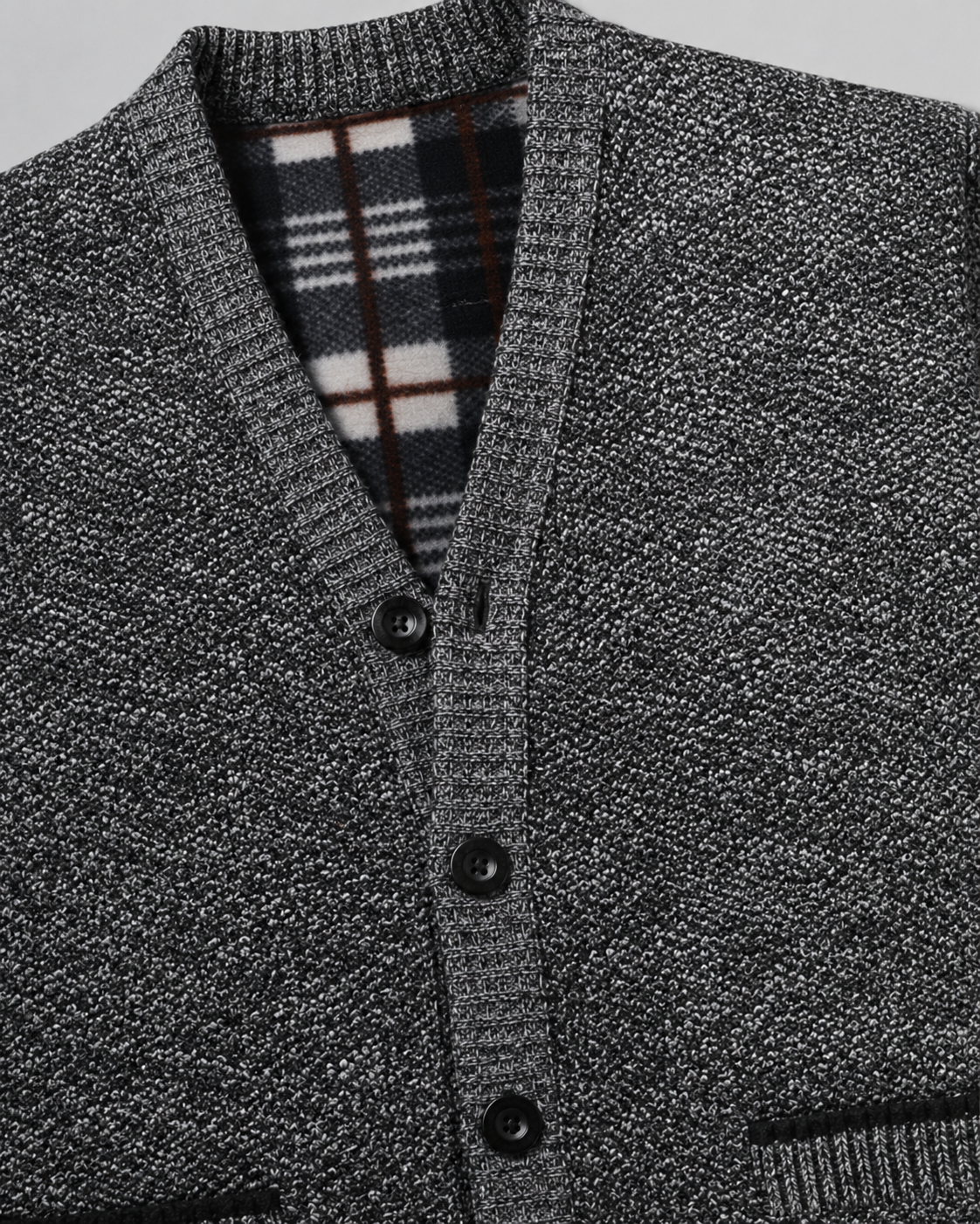 Cardigan Uomo Scollo a V in Maglia Melange con Bottoni