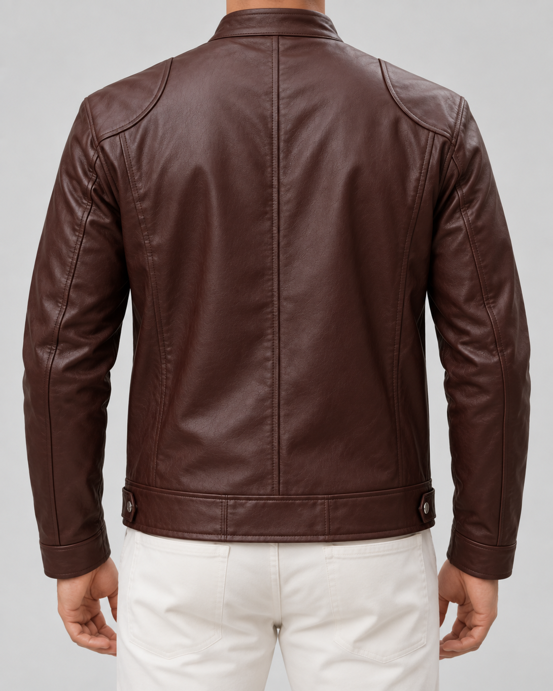 Giacca Uomo Cafe Racer Effetto Pelle Collo Alto con Zip