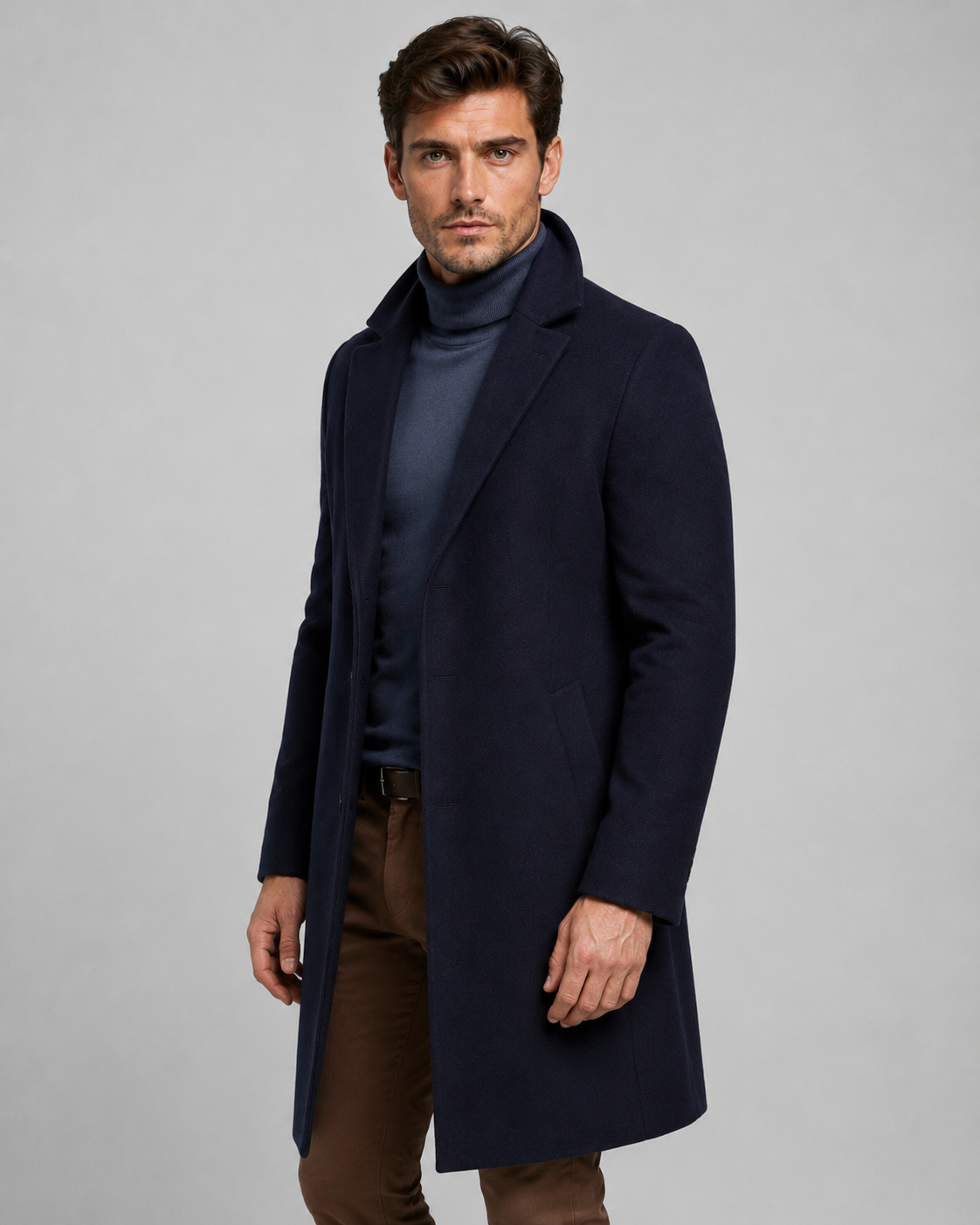 Cappotto Uomo Lungo Monopetto Revers Taglio Sartoriale