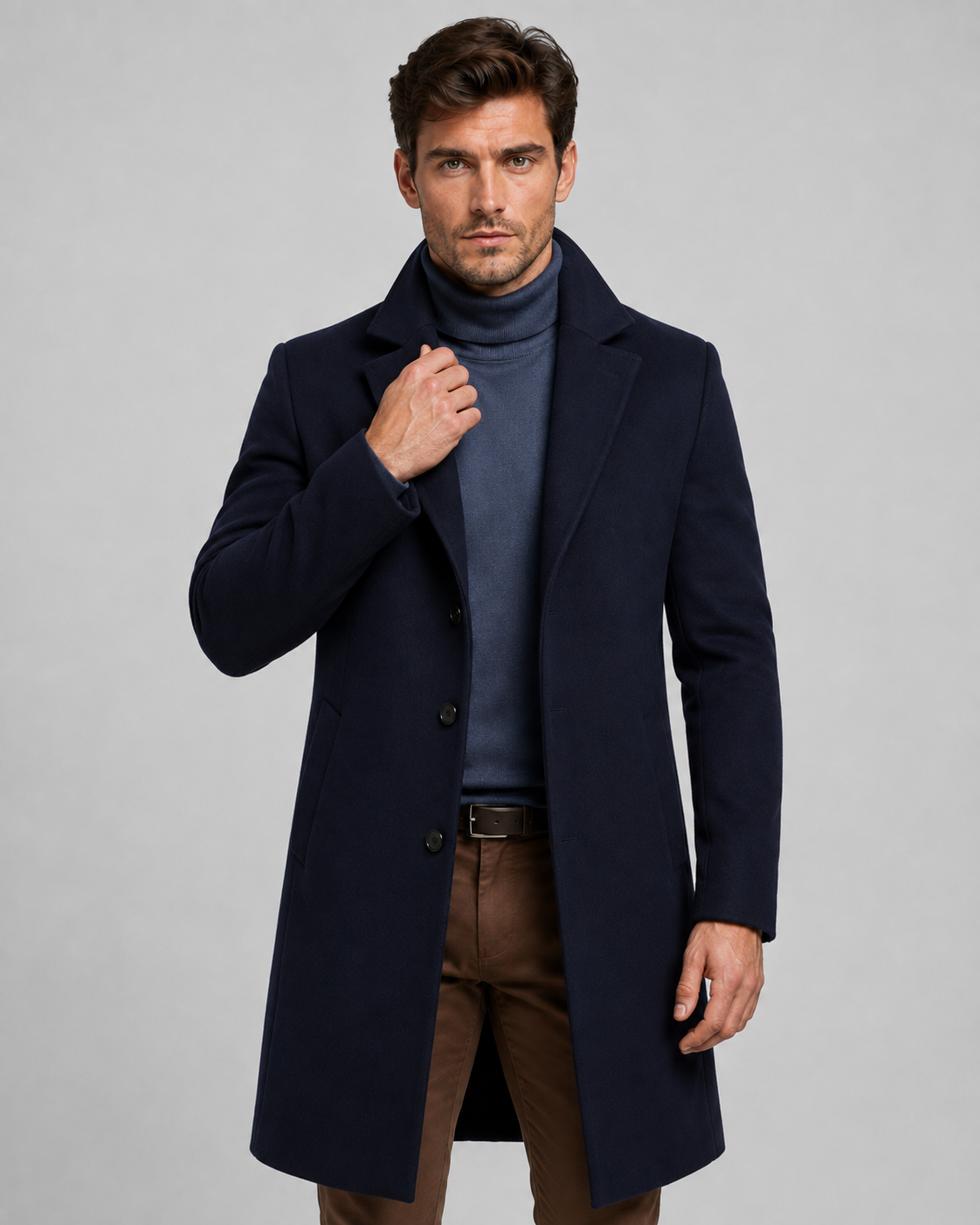Cappotto Uomo Lungo Monopetto Revers Taglio Sartoriale