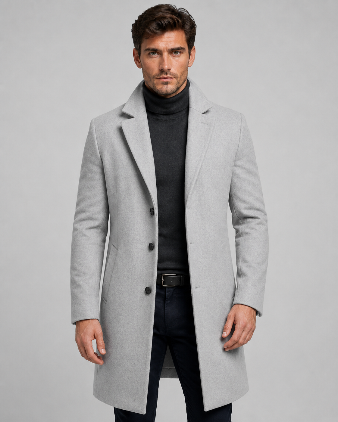 Cappotto Uomo Lungo Monopetto Revers Taglio Sartoriale