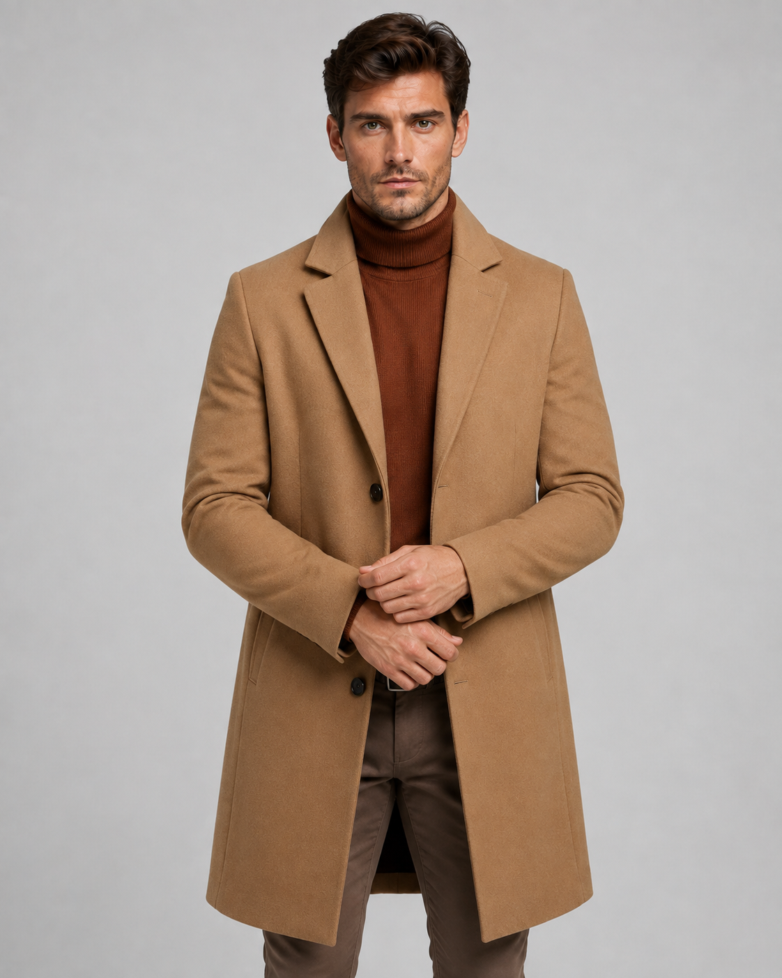 Cappotto Uomo Lungo Monopetto Revers Taglio Sartoriale