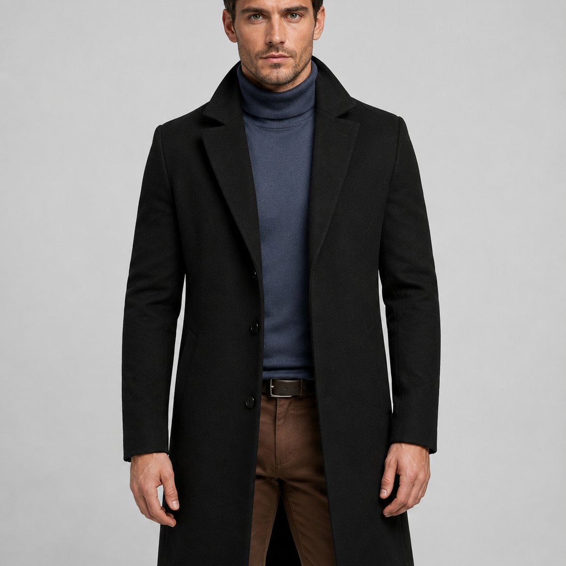Cappotto Uomo Lungo Monopetto Revers Taglio Sartoriale