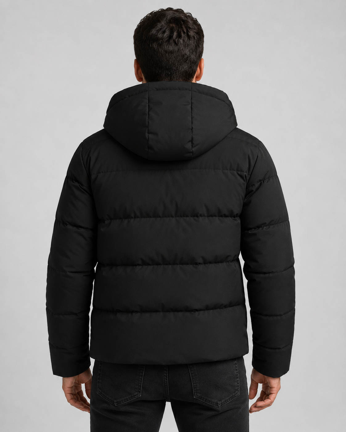 Giacca Uomo Imbottita con Cappuccio Tasche Zip Polsini a Coste