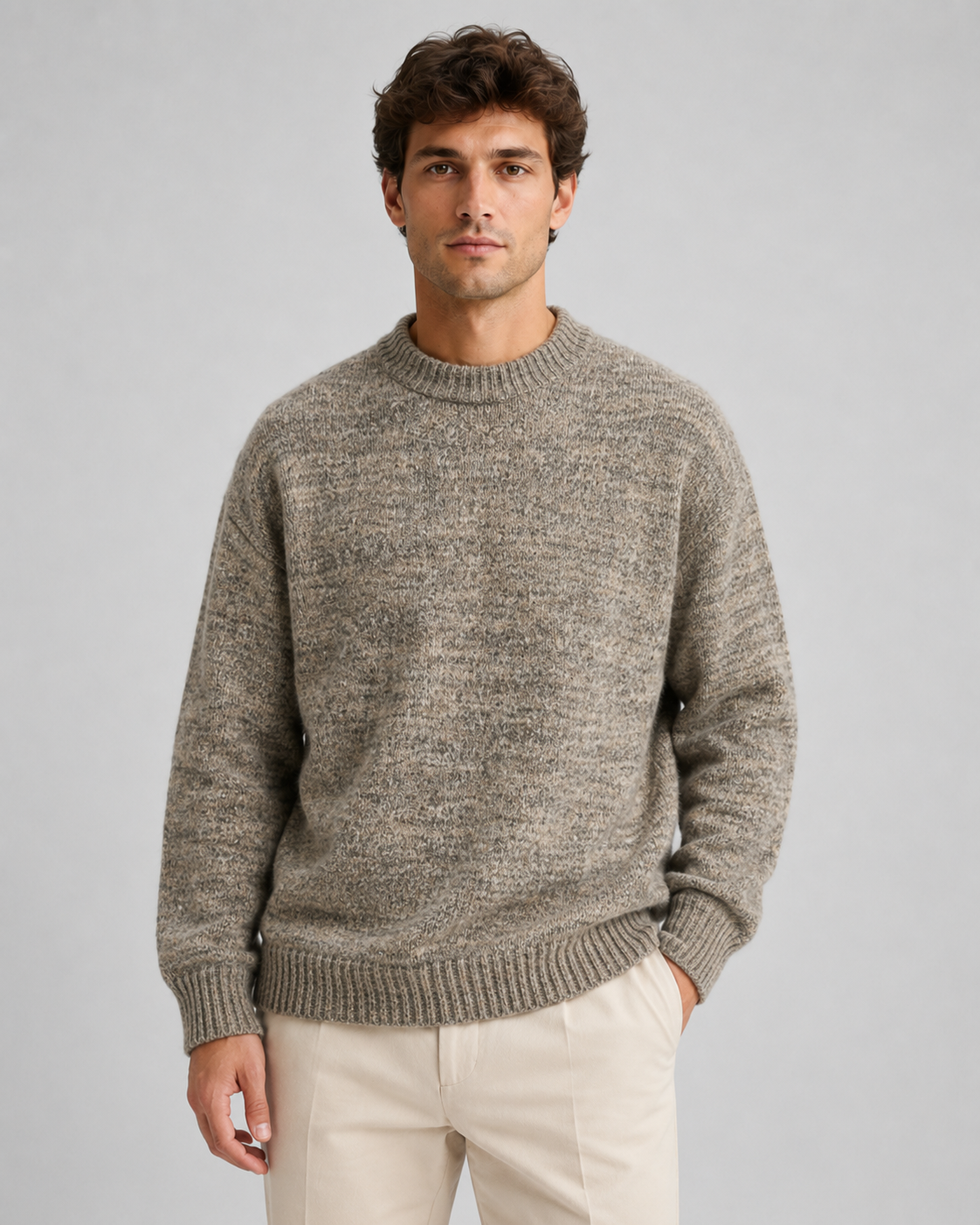 Maglione Uomo Girocollo in Lana Mélange Rilassato