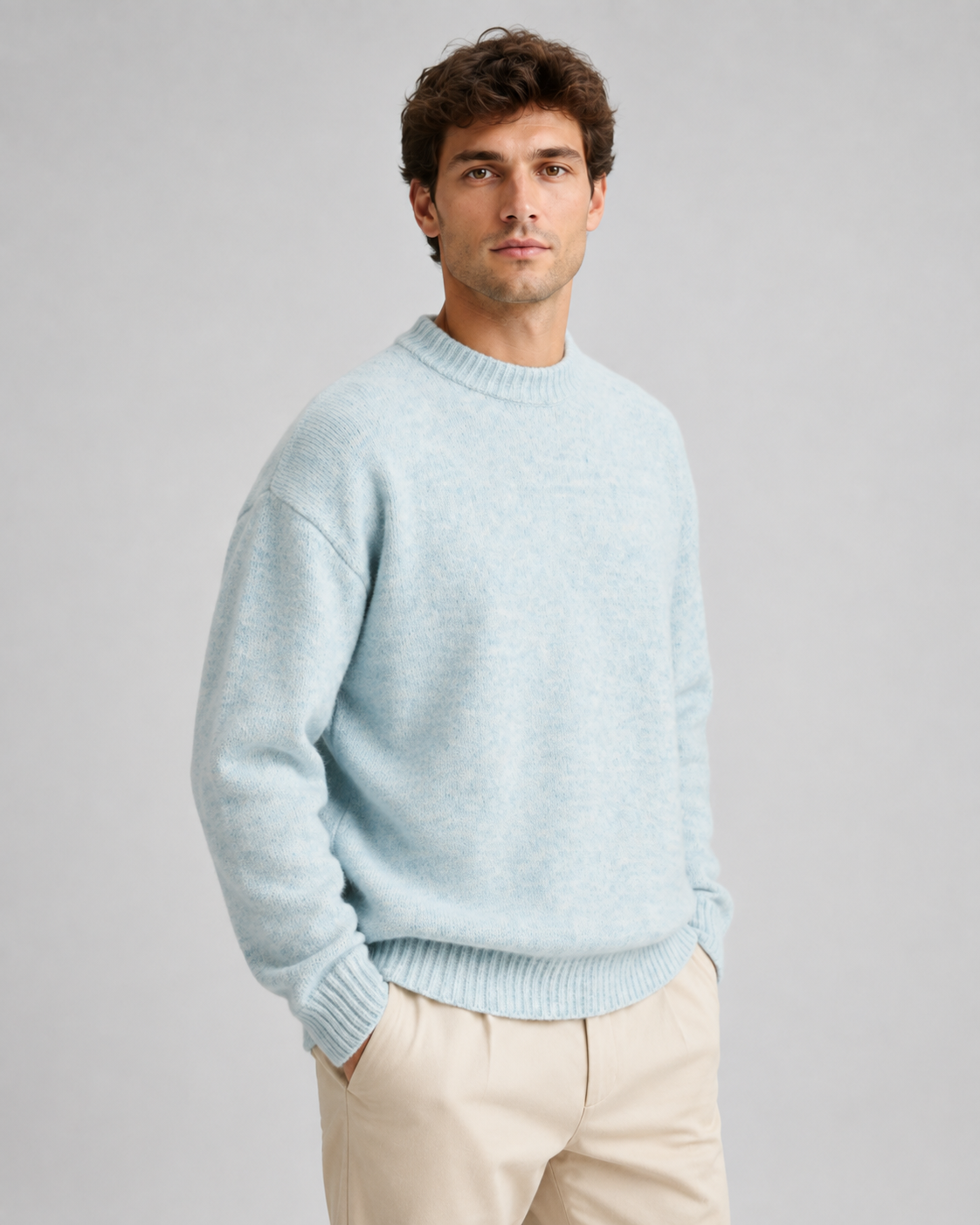 Maglione Uomo Girocollo in Lana Mélange Rilassato