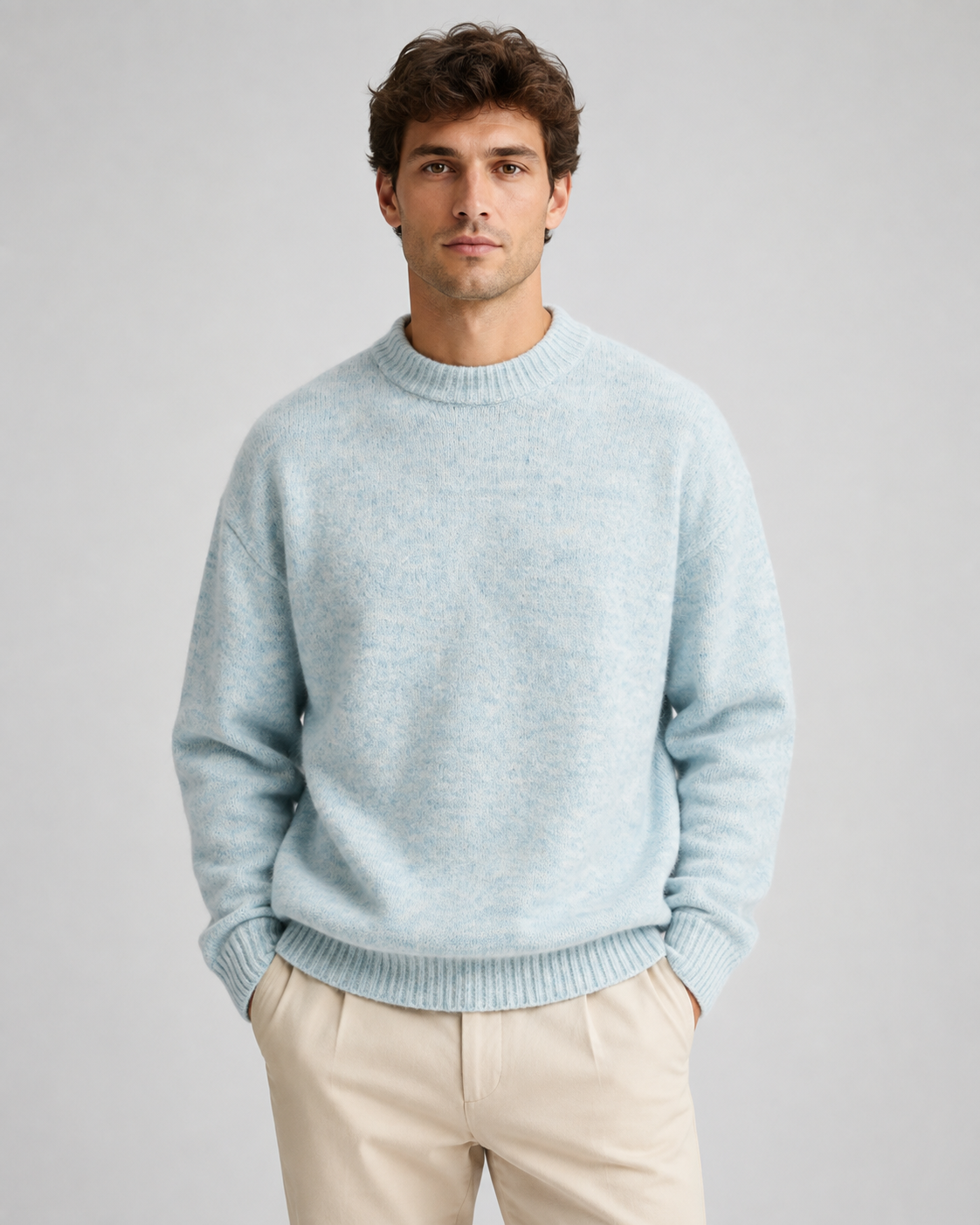Maglione Uomo Girocollo in Lana Mélange Rilassato