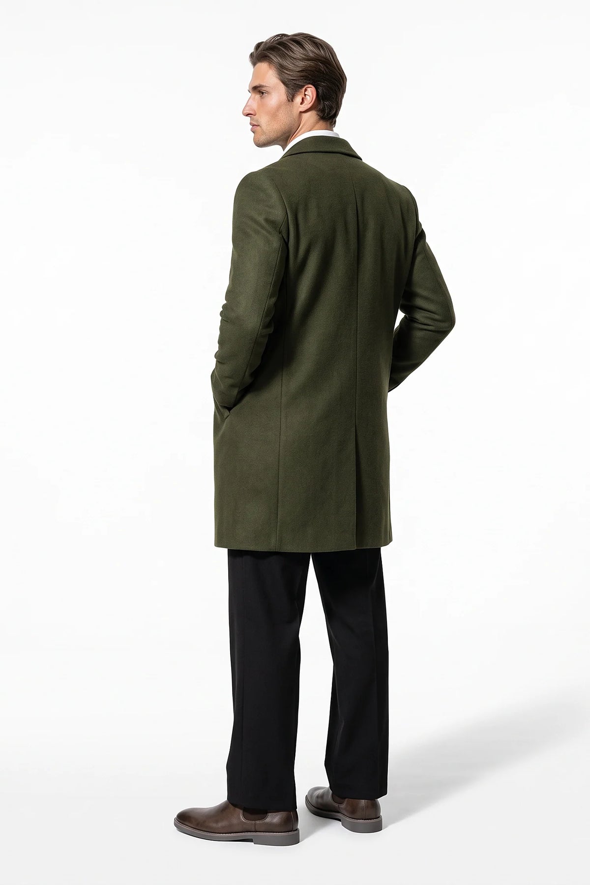 Cappotto Uomo Lungo Monopetto Revers a Lancia Invernale Caldo