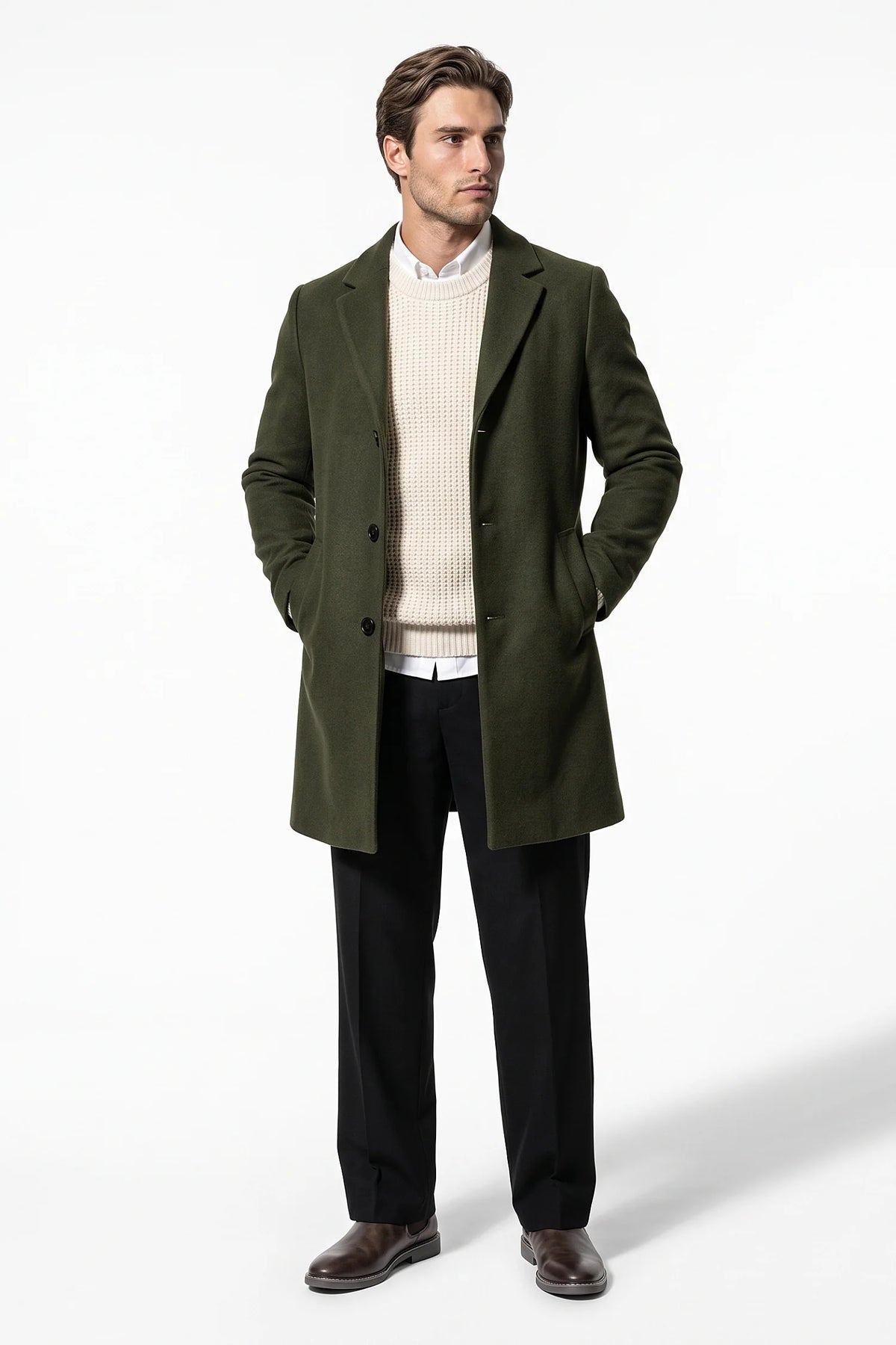Cappotto Uomo Lungo Monopetto Revers a Lancia Invernale Caldo