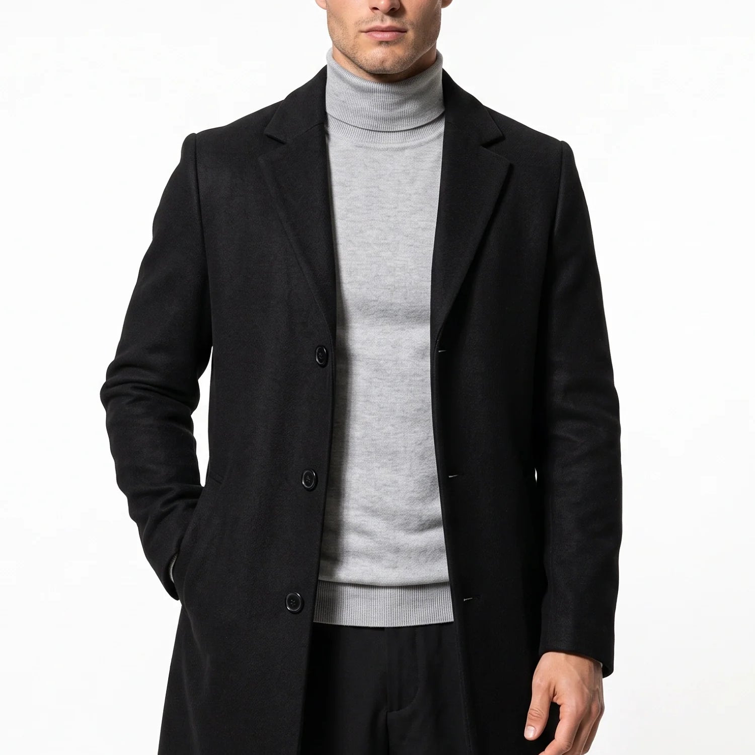 Cappotto Uomo Lungo Monopetto Revers a Lancia Invernale Caldo