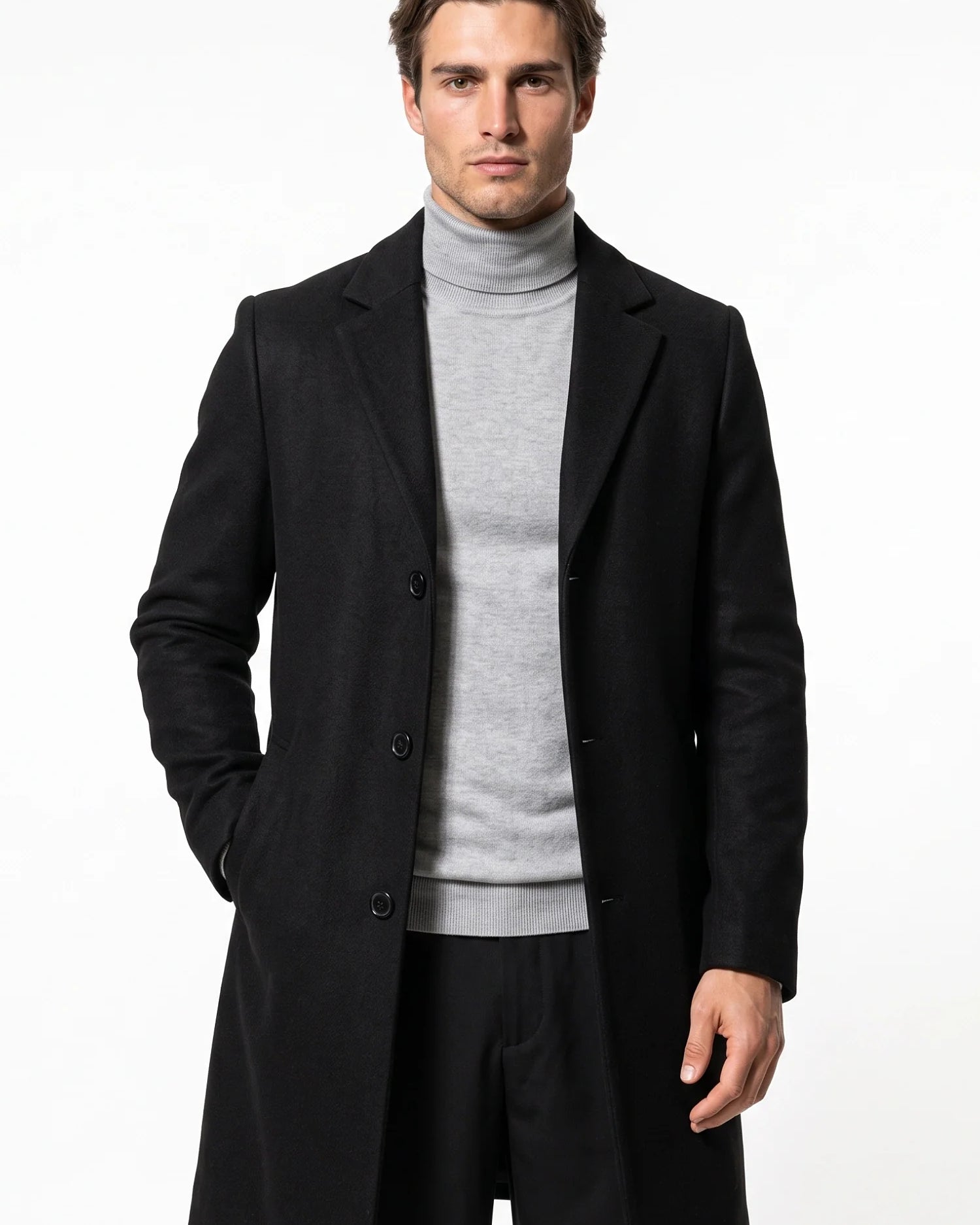 Cappotto Uomo Lungo Monopetto Revers a Lancia Invernale Caldo