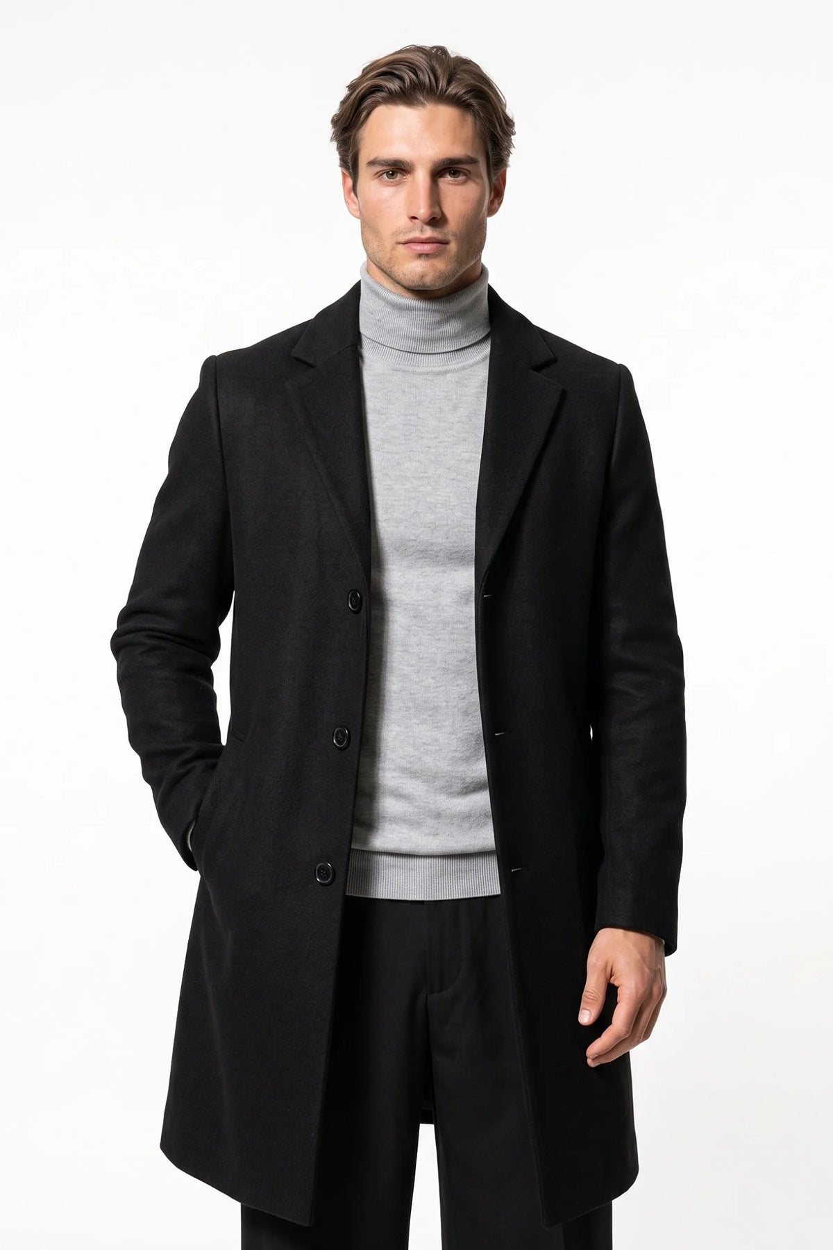 Cappotto Uomo Lungo Monopetto Revers a Lancia Invernale Caldo