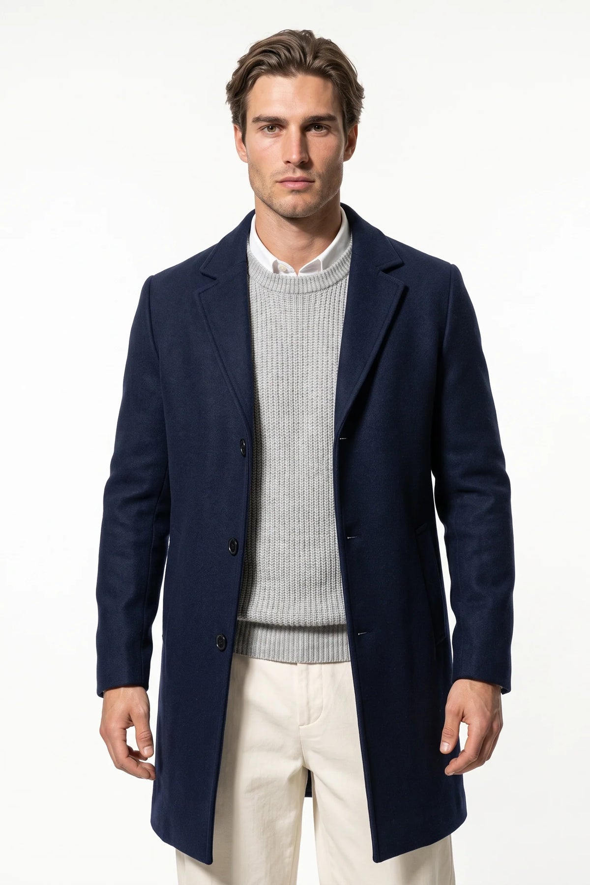 Cappotto Uomo Lungo Monopetto Revers a Lancia Invernale Caldo