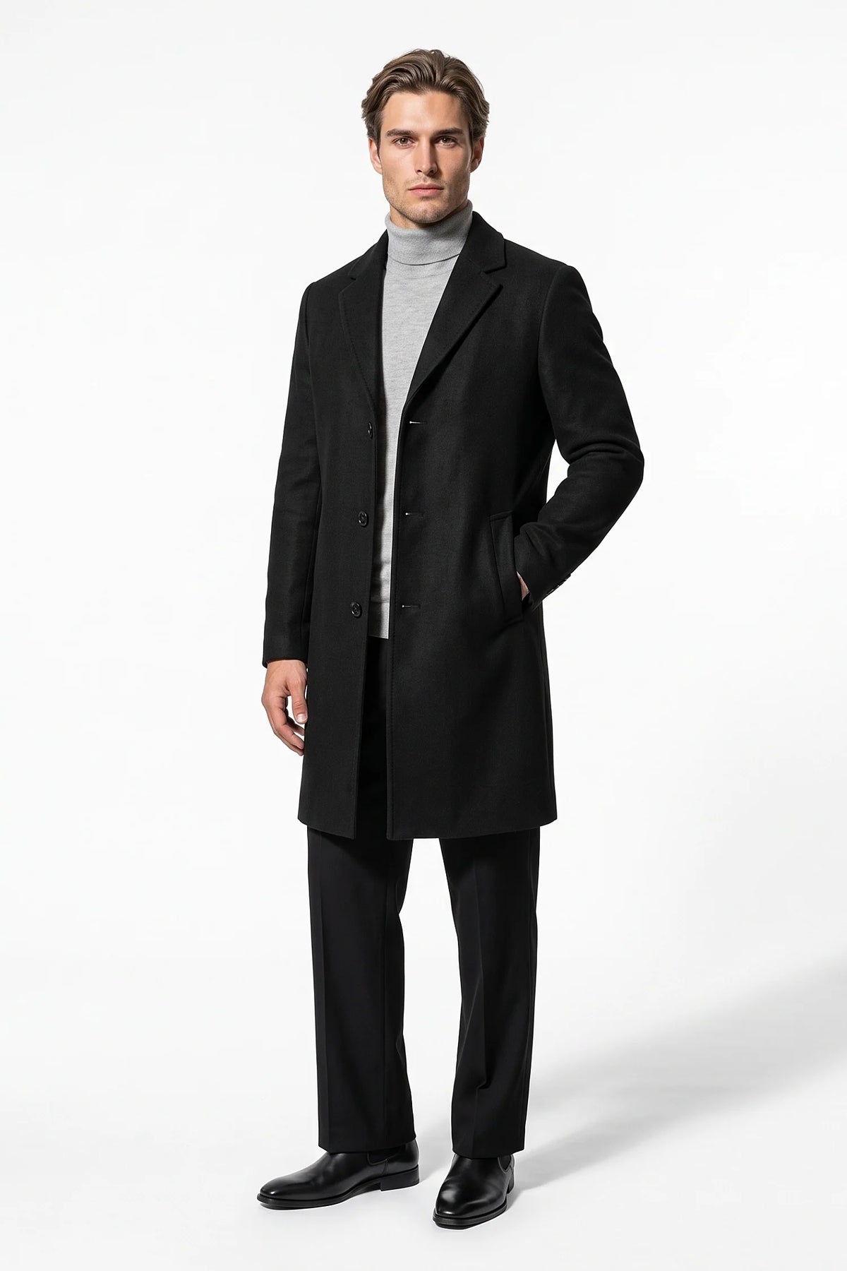 Cappotto Uomo Lungo Monopetto Revers a Lancia Invernale Caldo