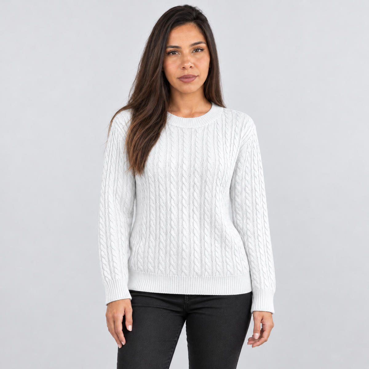 Maglione Donna Girocollo a Coste Taglio Dritto Leggero