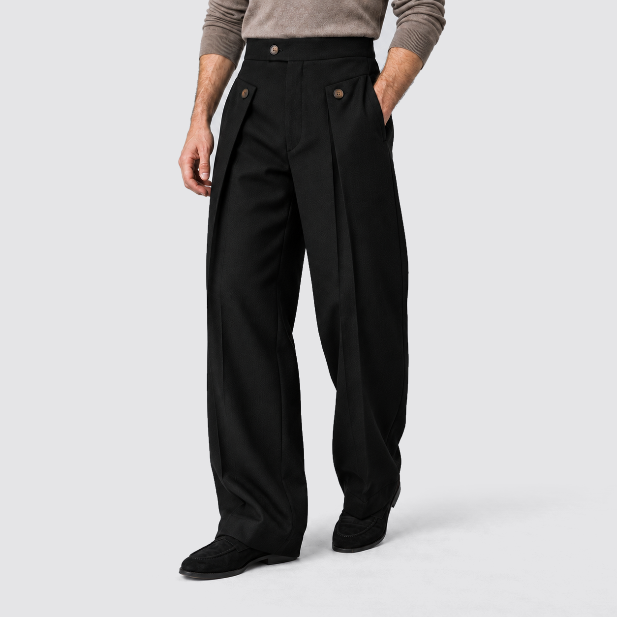Pantaloni Uomo Gamba Ampia con Pince Sartoriali