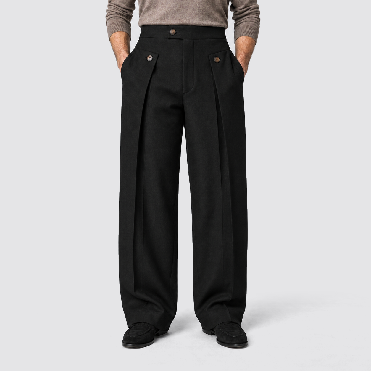 Pantaloni Uomo Gamba Ampia con Pince Sartoriali