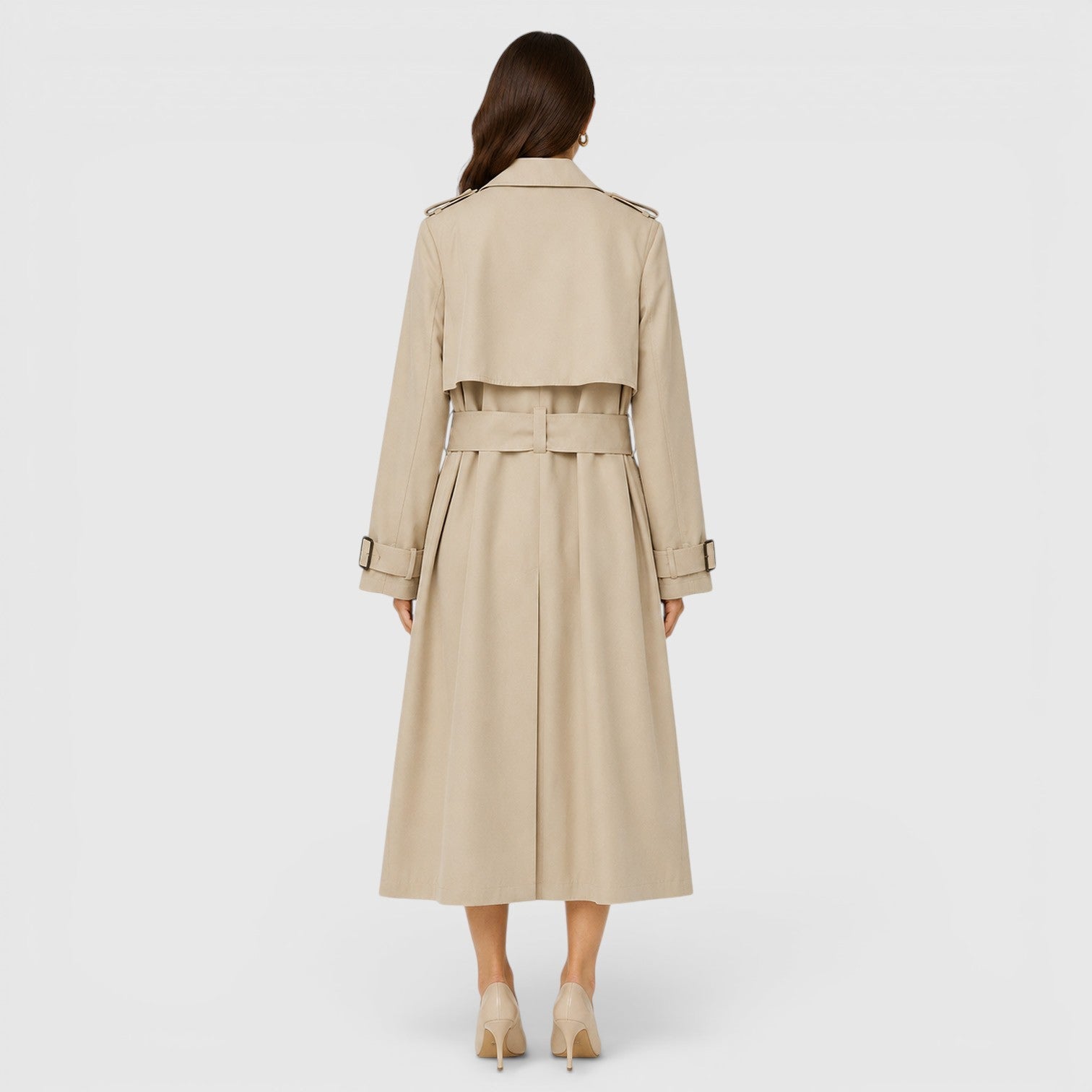 Trench Donna Lungo Doppiopetto con Cintura Business