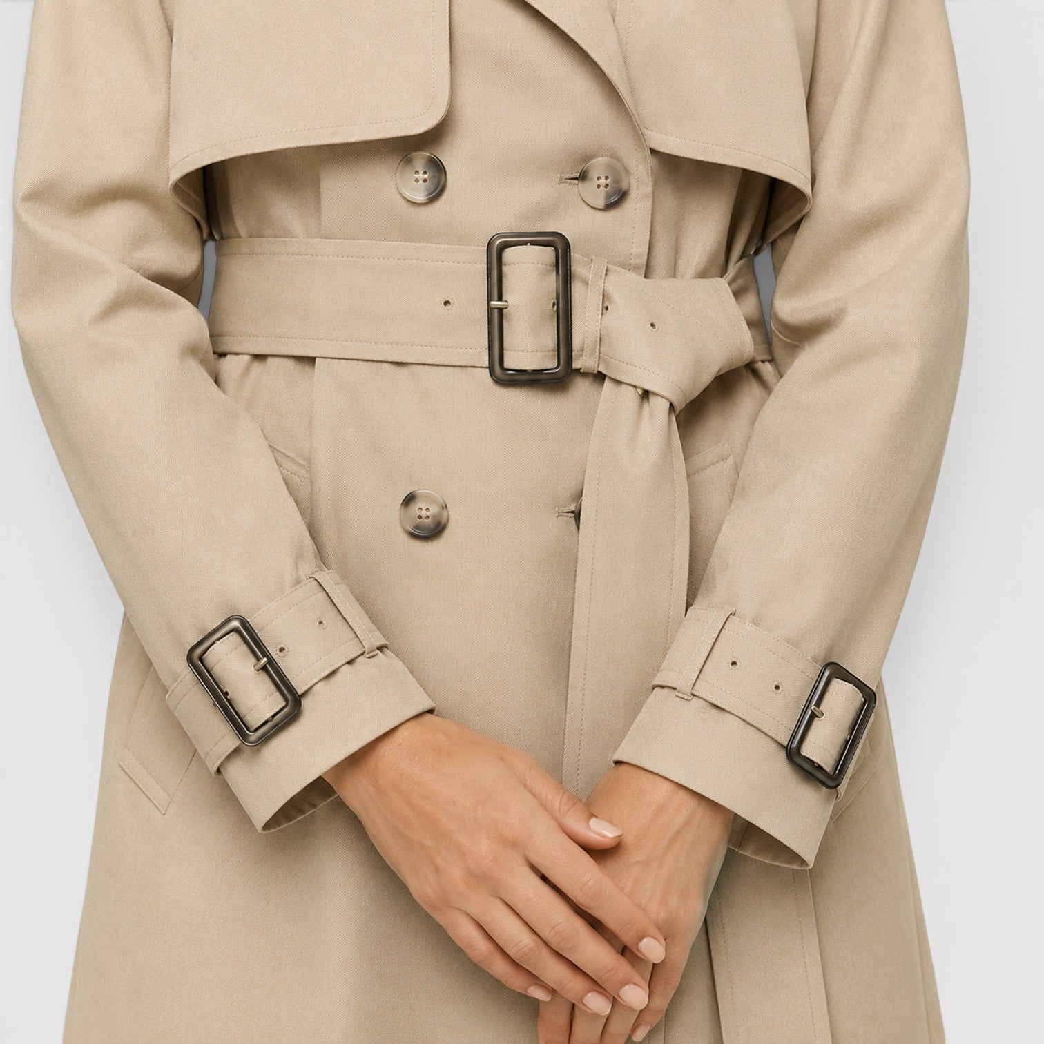 Trench Donna Lungo Doppiopetto con Cintura Business