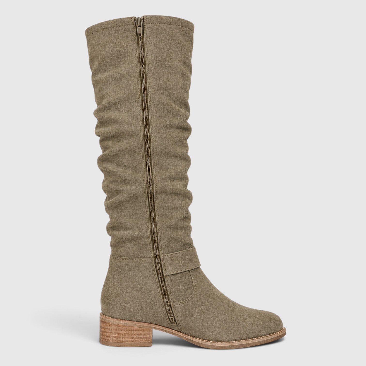 Stivali Donna al Ginocchio Effetto Camoscio Zip Laterale Comodi