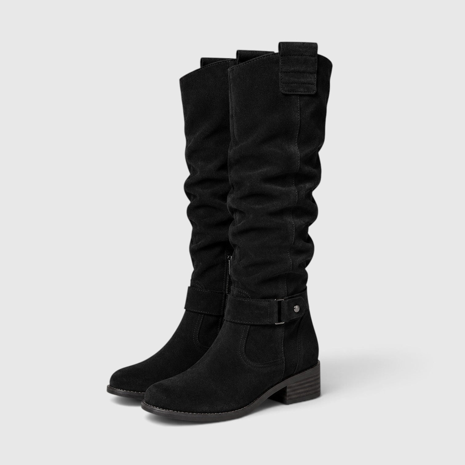 Stivali Donna al Ginocchio Effetto Camoscio Zip Laterale Comodi