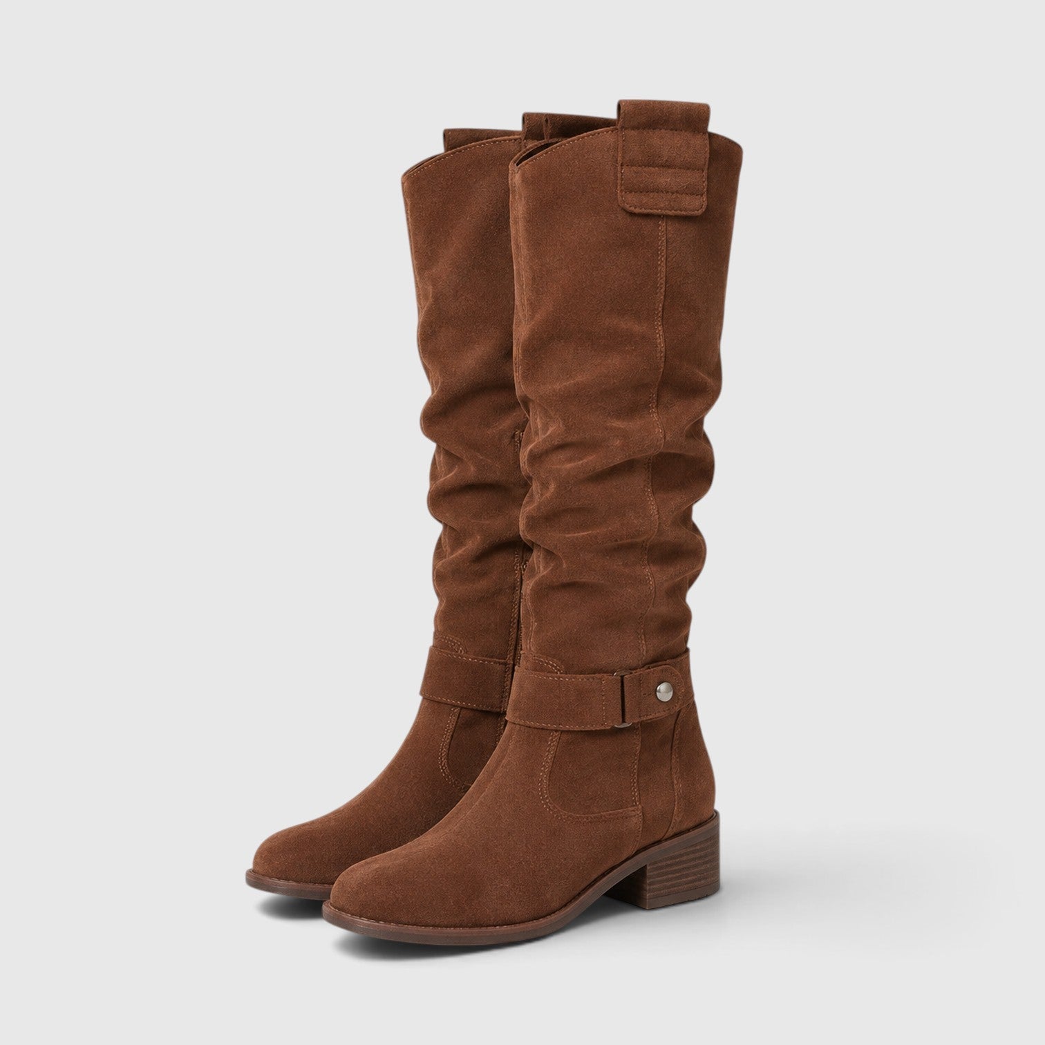 Stivali Donna al Ginocchio Effetto Camoscio Zip Laterale Comodi