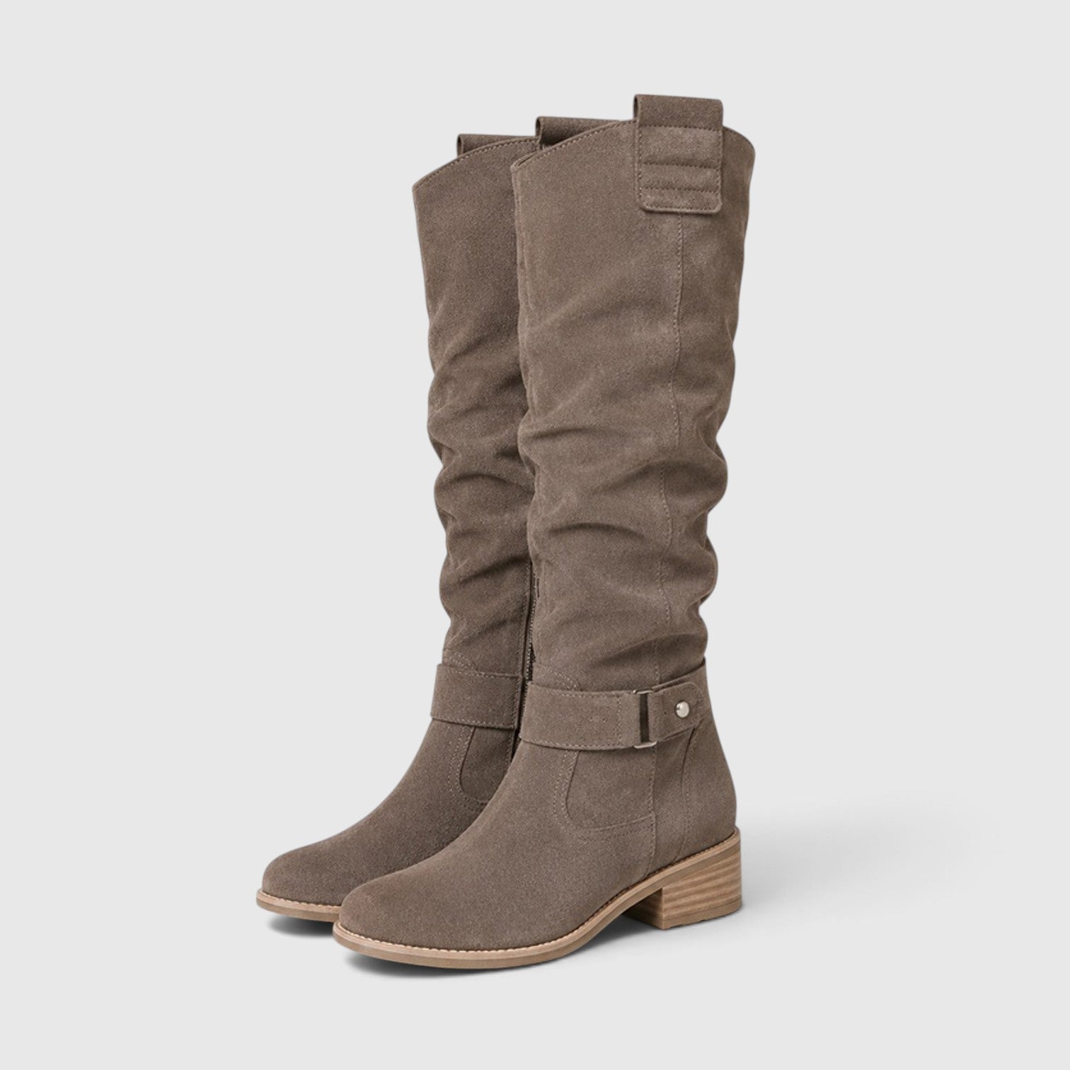 Stivali Donna al Ginocchio Effetto Camoscio Zip Laterale Comodi