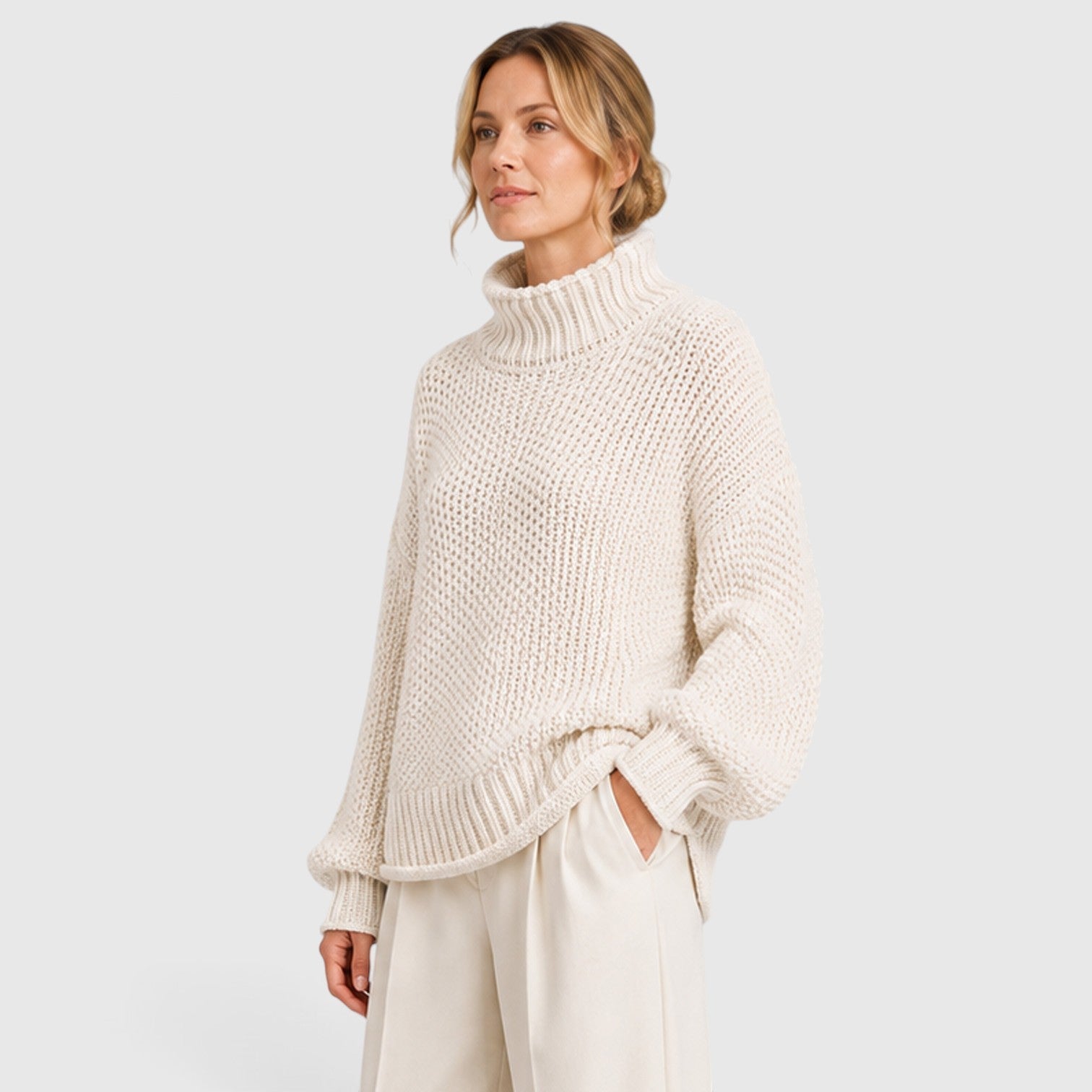 Maglione Donna Dolcevita Morbido in Maglia Quotidiano