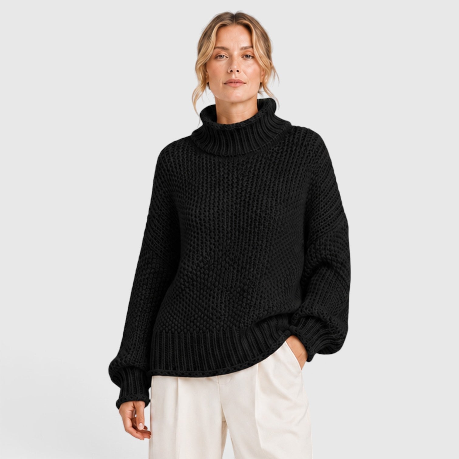 Maglione Donna Dolcevita Morbido in Maglia Quotidiano