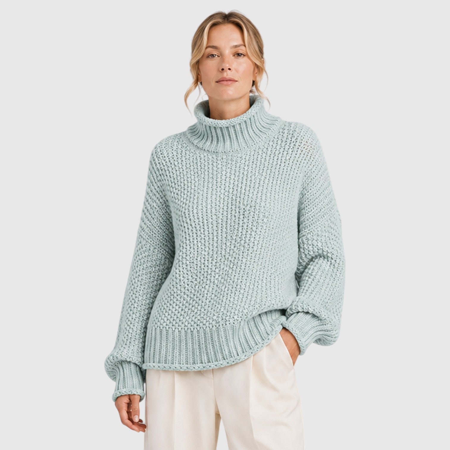 Maglione Donna Dolcevita Morbido in Maglia Quotidiano