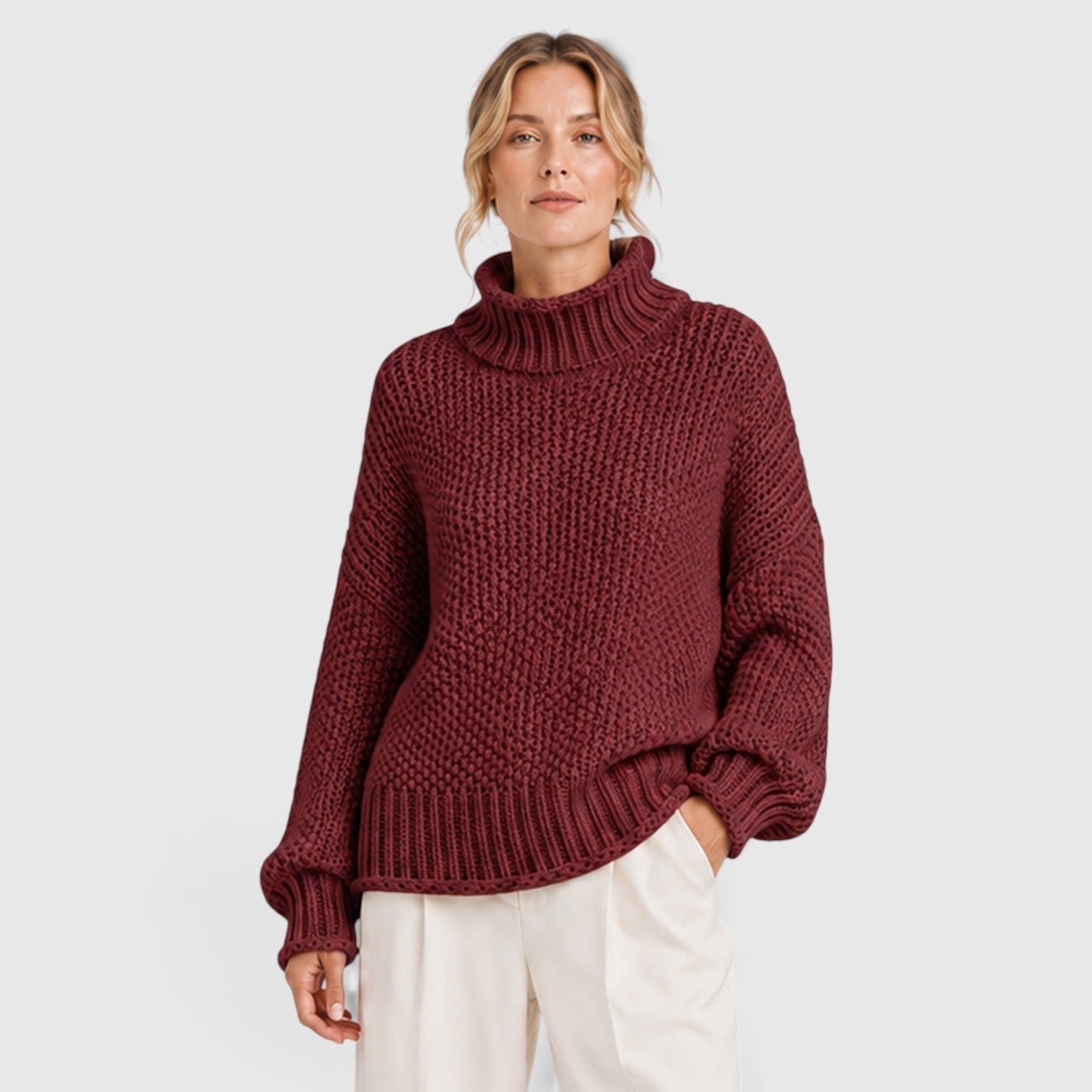 Maglione Donna Dolcevita Morbido in Maglia Quotidiano