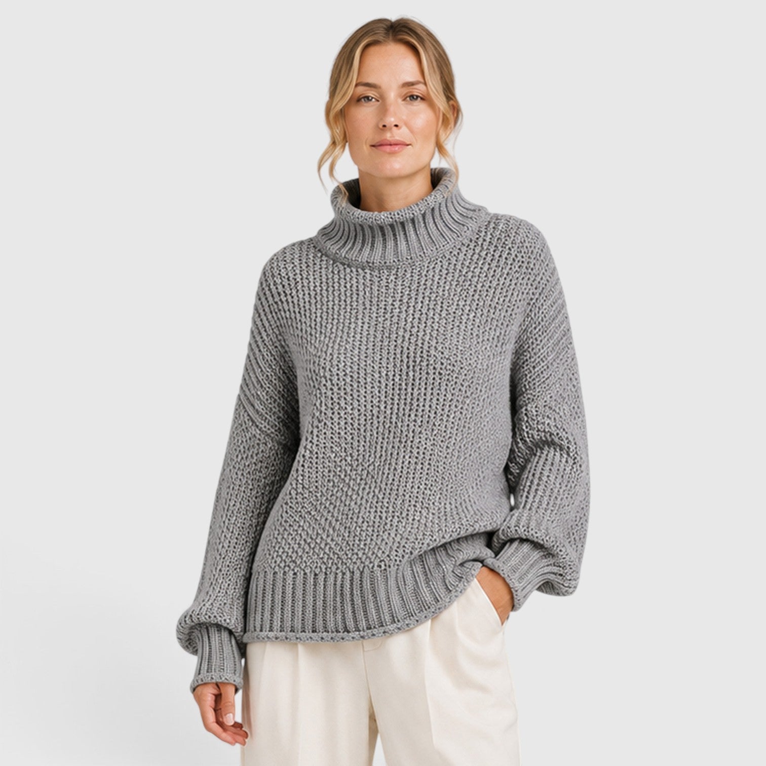 Maglione Donna Dolcevita Morbido in Maglia Quotidiano