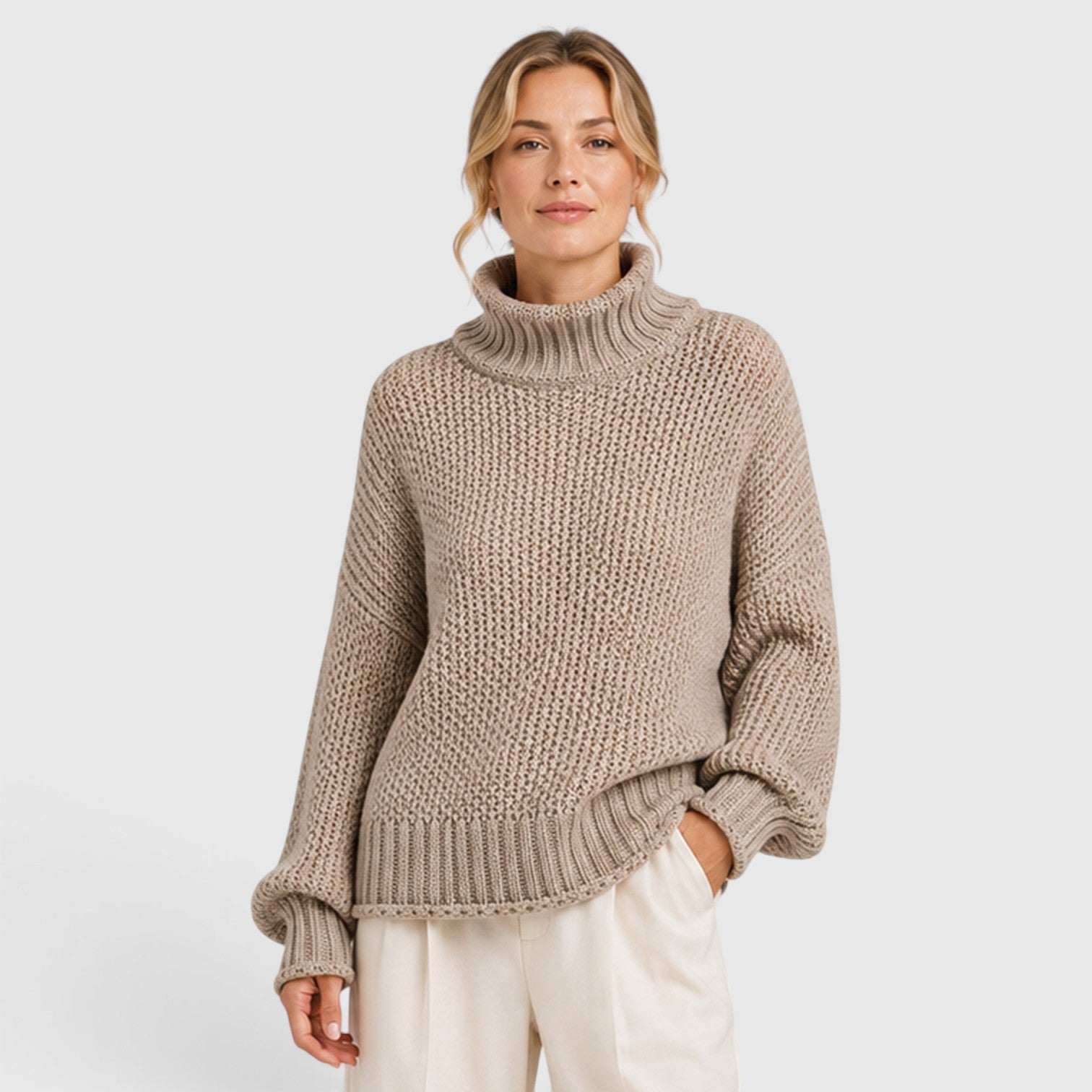 Maglione Donna Dolcevita Morbido in Maglia Quotidiano