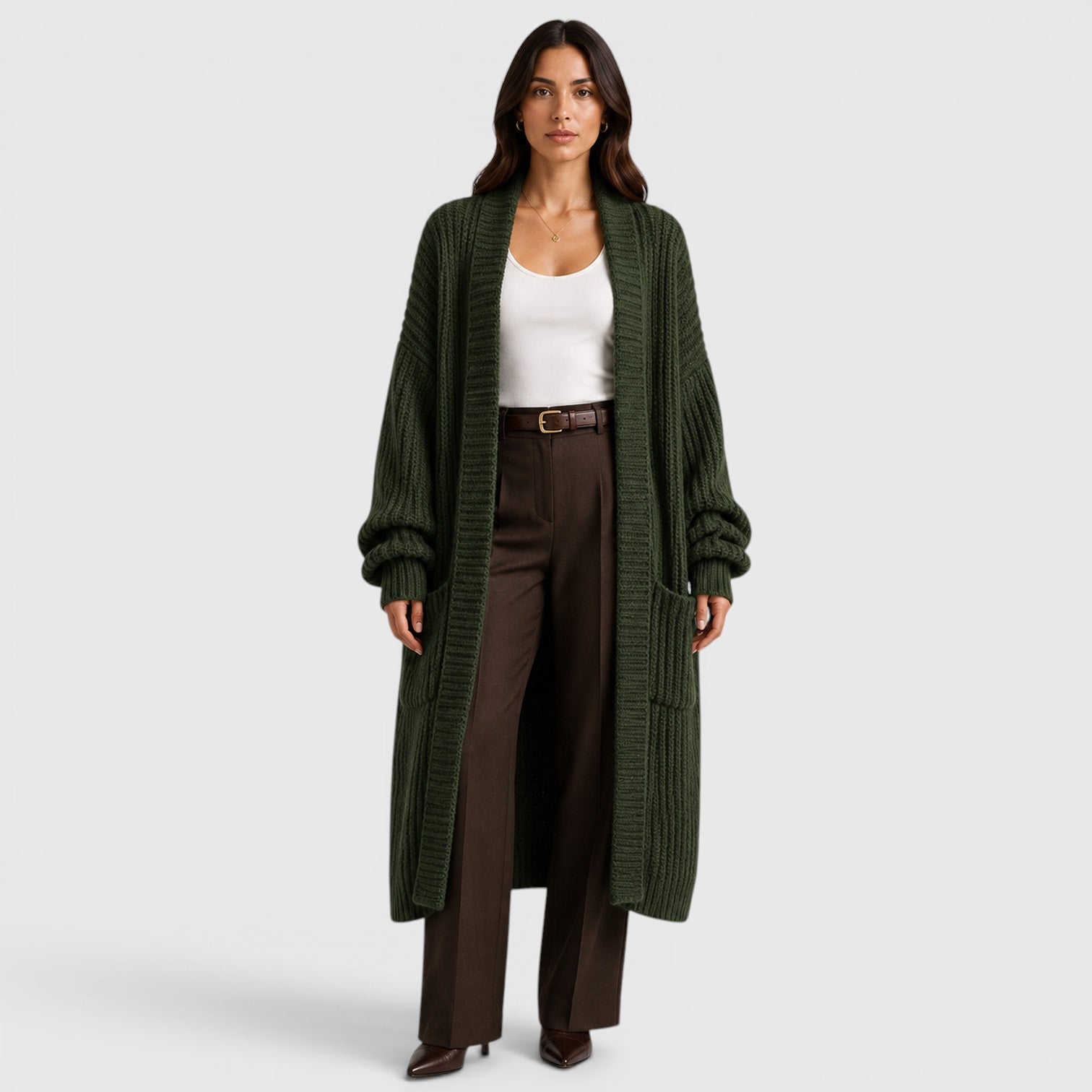 Cappotto Donna in Maglia Leggero Ampio Quotidiano