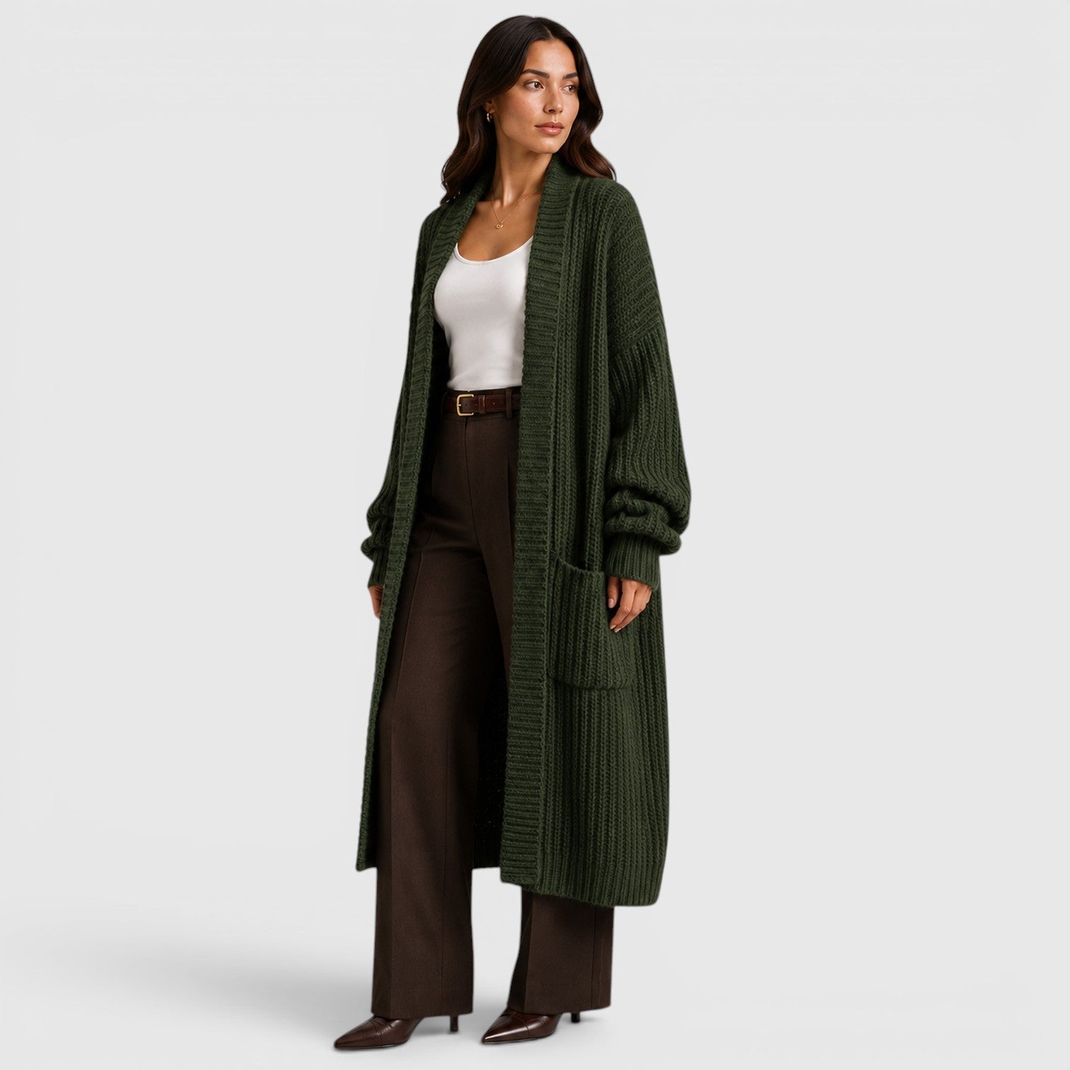 Cappotto Donna in Maglia Leggero Ampio Quotidiano