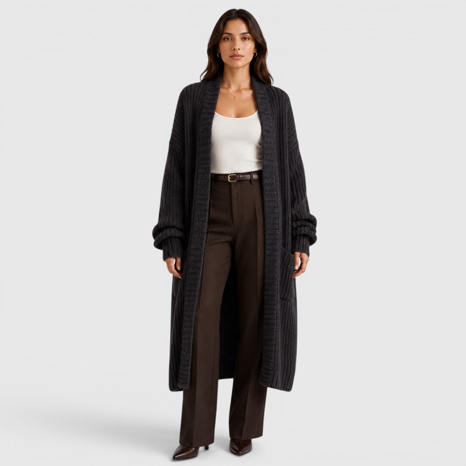 Cappotto Donna in Maglia Leggero Ampio Quotidiano