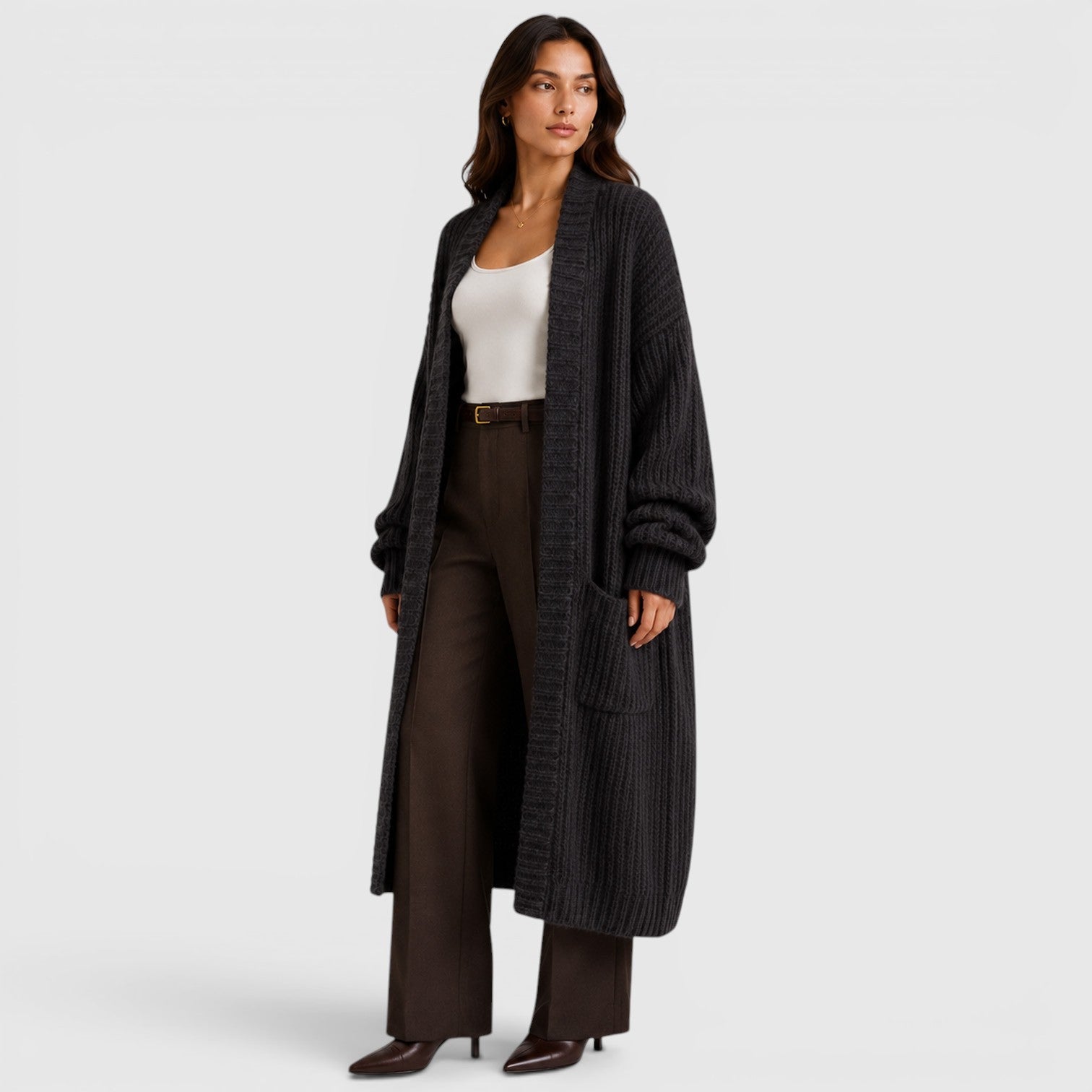 Cappotto Donna in Maglia Leggero Ampio Quotidiano