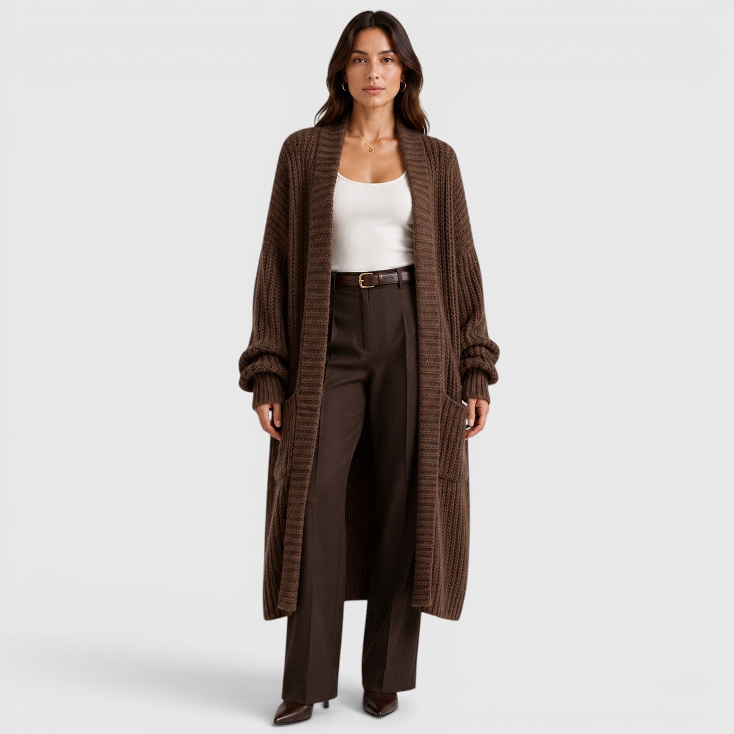 Cappotto Donna in Maglia Leggero Ampio Quotidiano