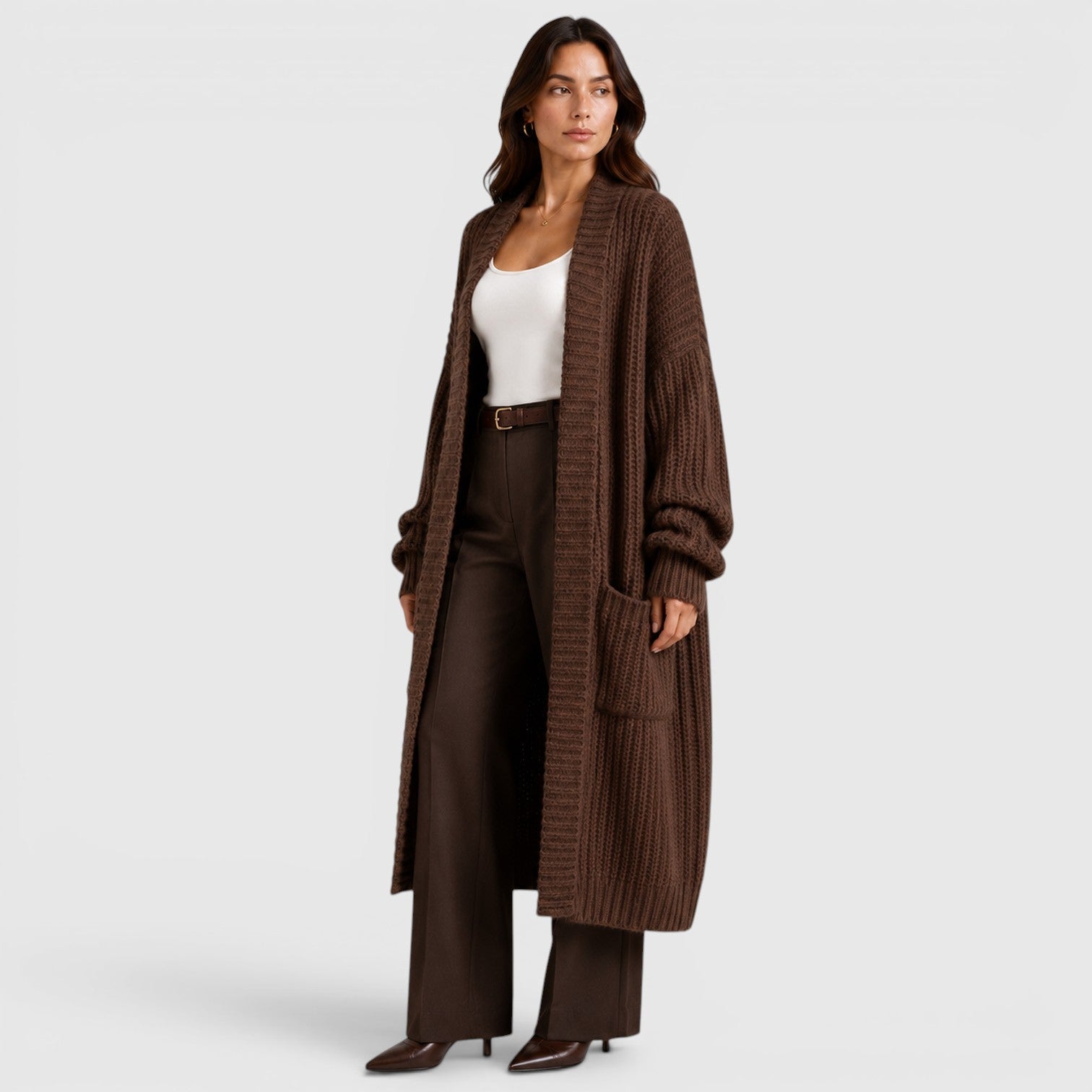 Cappotto Donna in Maglia Leggero Ampio Quotidiano