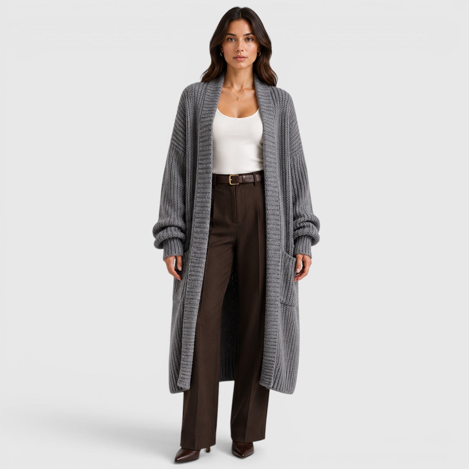 Cappotto Donna in Maglia Leggero Ampio Quotidiano