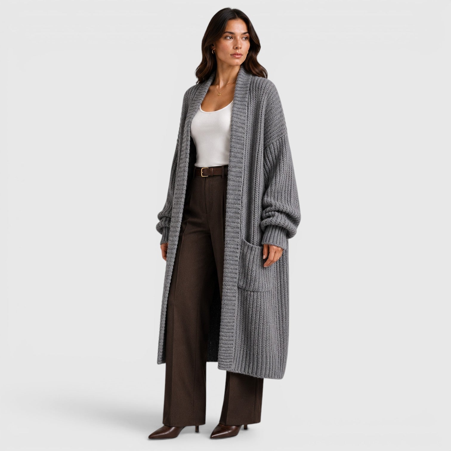 Cappotto Donna in Maglia Leggero Ampio Quotidiano