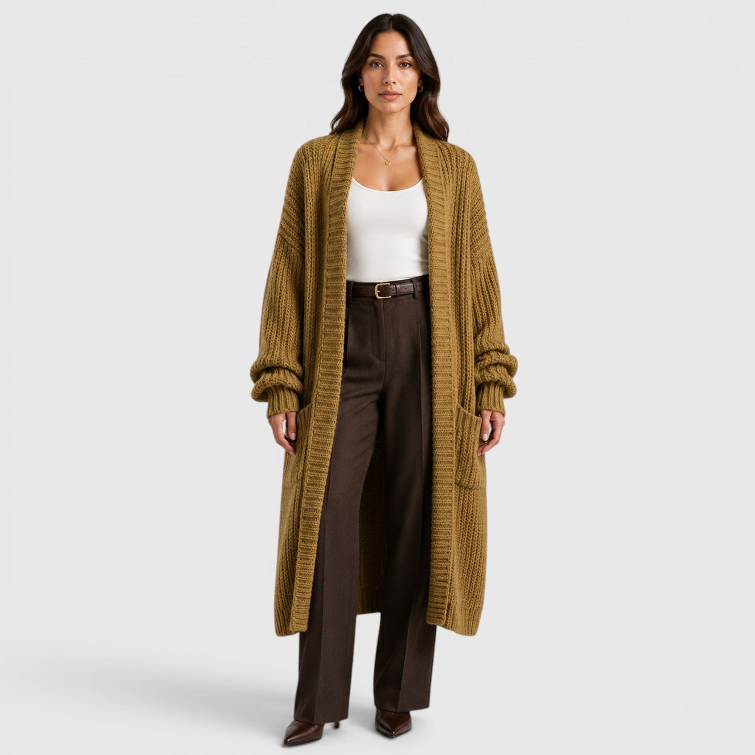 Cappotto Donna in Maglia Leggero Ampio Quotidiano